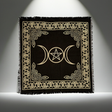 Witchcraft Triple Moon Pentagram altar cloth fabric for spellcasting, altar presentation, and ritual practice.
