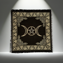 Witchcraft Triple Moon Pentagram altar cloth fabric for spellcasting, altar presentation, and ritual practice.