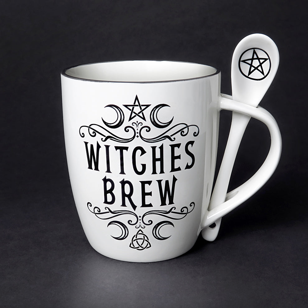 Witches Brew Mug and Spoon Set for tea and coffee, featuring witchy design