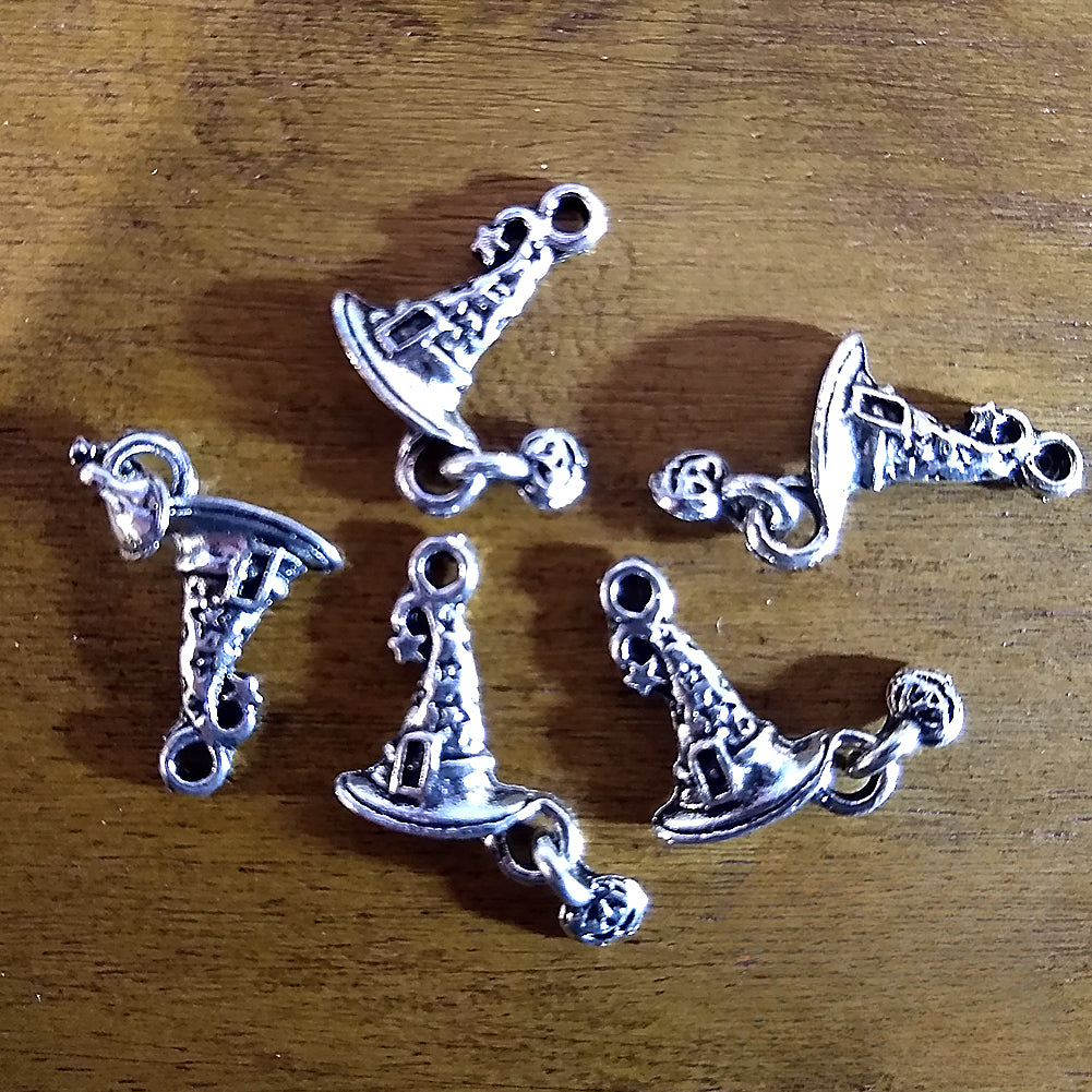 Witches Hat with Pumpkin dangler charm for jewelry making and altar decoration