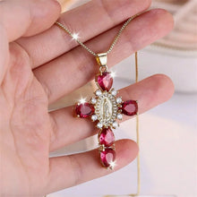 Luxury Pink Zircon Cross Drop Pendant for women with shimmering pink zircon stones for party wear, gifting, and daily elegance.