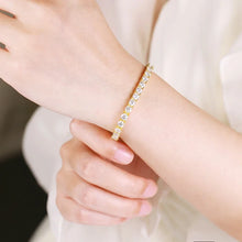 Women’s 18k Gold Plated Moissanite bracelet wrist jewelry for dressy looks, celebration wear, and personal accessory use.