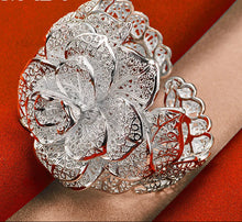 Women’s 925 Sterling Silver Camellia bracelet cuff for elegant wrist styling, gifting, and everyday accessorizing.
