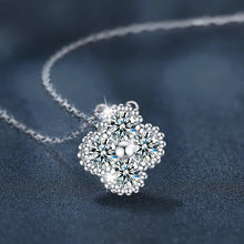 Women’s adjustable moissanite clover necklace with clover charm for casual wear, date nights, and jewelry gifting.
