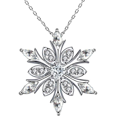 Women’s Silver-Plated Snowflake Necklace pendant accessory for festive wear, holiday events, and stylish daily use.