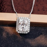 Women’s geometric CZ pendant necklace with sparkling pendant for everyday accessorizing, outfit styling, and gift giving.