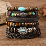 Women’s layered Boho wrap bracelets with Evil Eye and Hamsa charms for casual outfit accessorizing, spiritual style, and meaningful jewelry wear.