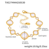Women’s luxury charm bracelet with square glass details for stylish everyday use, party outfits, and jewelry gifting.