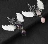 Women’s Merkaba Angel Wing necklace with water drop pendant for elegant everyday jewelry wear and spiritual-inspired accessorizing.