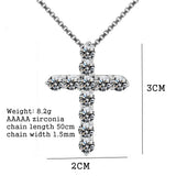 Silver Box Chain with Crystal Cross Pendant necklace for daily accessorizing, church wear, and elegant fashion use.