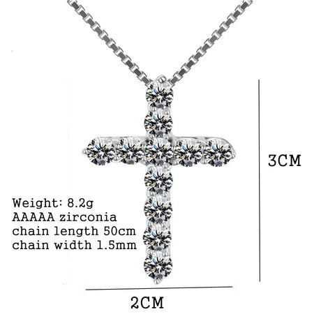 Silver Box Chain with Crystal Cross Pendant necklace for daily accessorizing, church wear, and elegant fashion use.