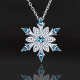 Women’s Silver-Plated Snowflake Necklace pendant necklace for winter fashion styling, holiday wear, and everyday accessory use.