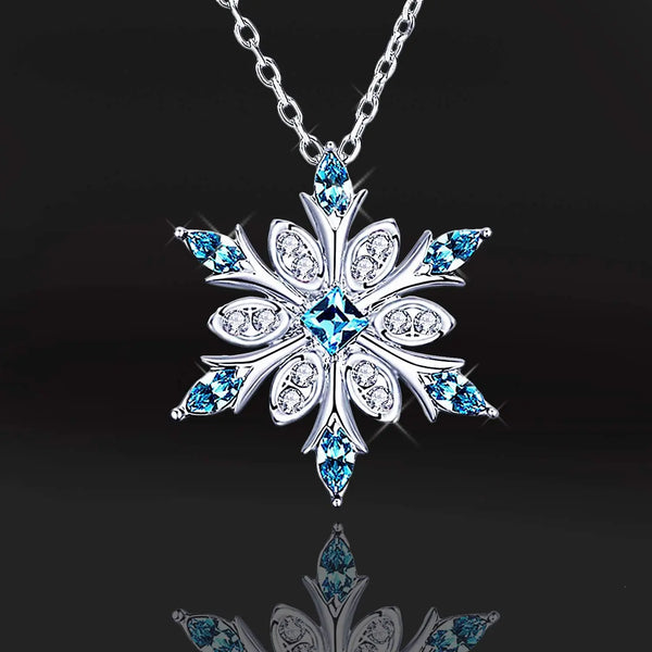 Women’s Silver-Plated Snowflake Necklace pendant necklace for winter fashion styling, holiday wear, and everyday accessory use.
