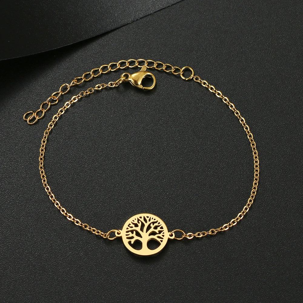 Stainless Steel Fortune Tree Charm Bracelet jewelry bracelet for everyday fashion, symbolic use, and special occasion gifting.
