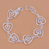 Women’s Sterling Silver Heart Chain Bracelet jewelry bracelet for casual outfits, layering with necklaces, and gift occasions.