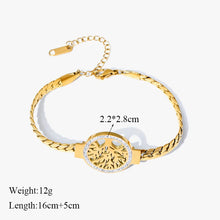 Women’s Tree of Life gold plated bracelet with charm for casual styling, special occasions, and gift giving.