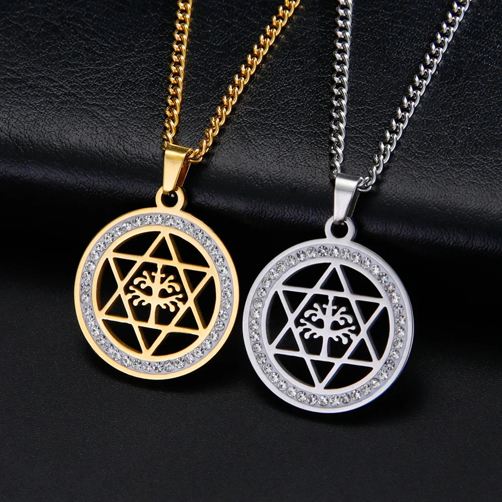 Zircon Star & Tree of Life necklace pendant for women’s fashion wear, anniversary gifts, and everyday accessorizing.