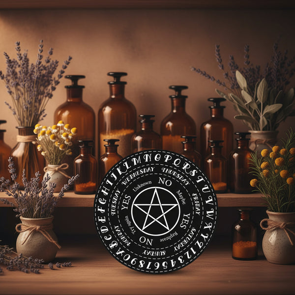 Wooden Pendulum Board Pentacle divination board for dowsing, spiritual guidance, and pendulum readings.