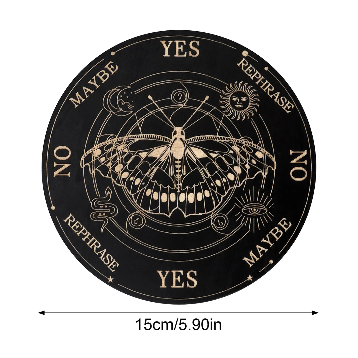 Wooden pendulum reading board for spiritual answers, divination practice, and metaphysical use.
