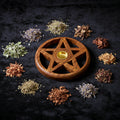 Wooden Pentacle incense burner for burning incense sticks during ritual and altar use