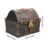 Small Pirate Treasure Box wooden treasure chest with lock and key for keepsakes, party props, and themed room decoration.
