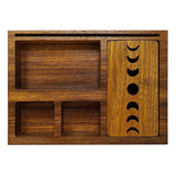 Wooden Tarot Card Holder with Moon Phase Lid, detail view