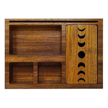 Wooden Tarot Card Holder with Moon Phase Lid, detail view