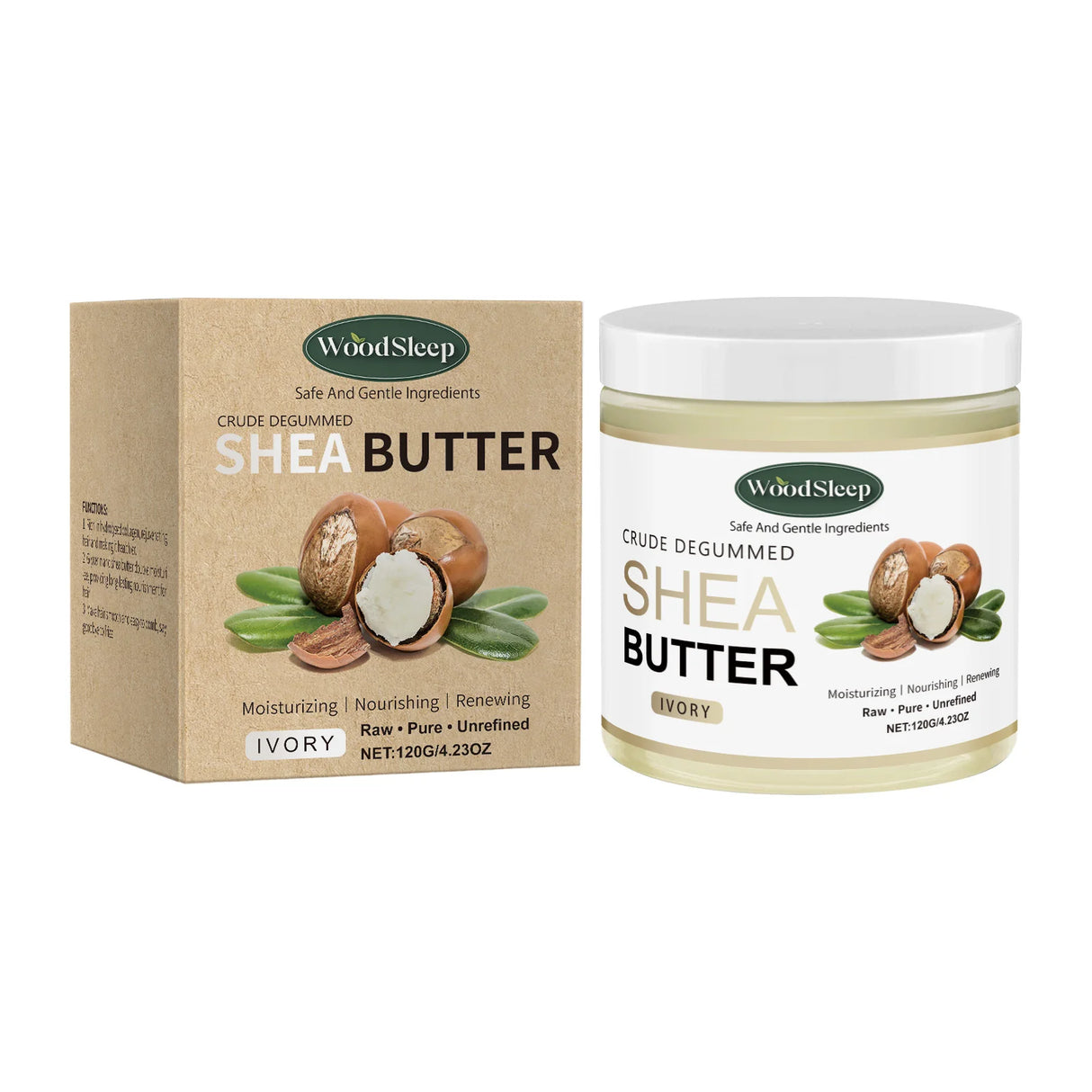 WOODSLEEP Shea Butter Deep Hydration Body Cream jar and product box packaging on white background.