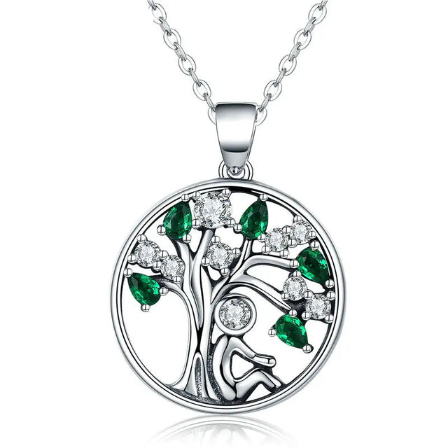 WOSTU 925 Sterling Silver Tree pendant necklace charm for everyday jewelry wear and meaningful gift giving.