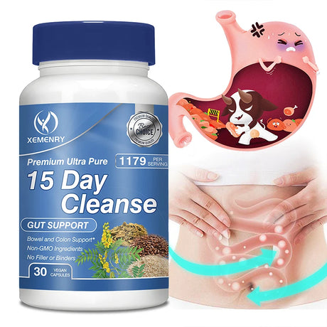 Xemenry 15-Day Cleanse & Detox capsules bottle for short-term cleansing and detox supplement use.