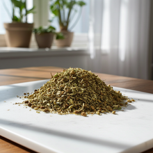 Yarrow Flower cut herbs botanical pouch for herbal preparations, tea making, and natural remedy use.