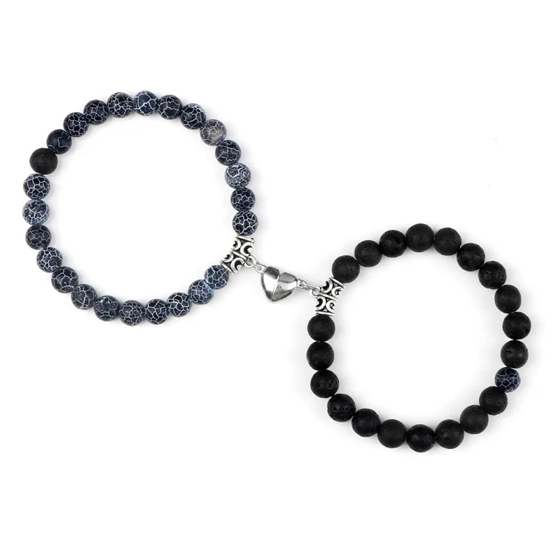Yin yang style Magnetic Heart Couple Bracelets for symbolic partner connection, matching outfits, and daily wear.