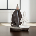 Yoga ceramic backflow incense burner for meditation, aromatherapy, and calming home decor use.