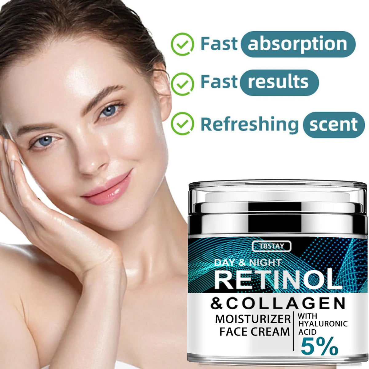 YRFKT Collagen Retinol Hyaluronic Acid anti-aging cream for facial hydration and fine line care.