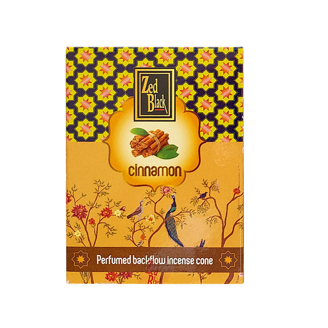 Zed Black Cinnamon Dhoop Backflow Cones with cascading smoke for meditation.