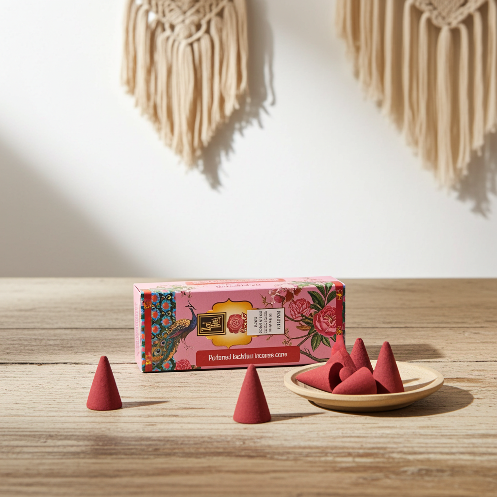 Zed Black Rose backflow incense cones for meditation, calming ambiance, and daily incense use.
