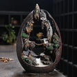 Zen Buddha Waterfall Backflow Incense Burner resin sculpture for meditation, relaxation, and calming home décor.