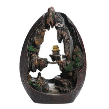 Zen Buddha Waterfall Backflow Incense Burner with cascading smoke waterfall for aromatherapy and spiritual décor.