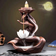 Zen Lotus Dragon Backflow Incense Burner ceramic incense burner for cascading smoke display, meditation, and home relaxation use.