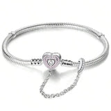 Silver Zircon Heart Love Bracelet Charm heart-shaped bracelet charm for adding sparkle to jewelry, romantic gifting, and charm bracelet use.