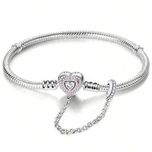 Silver Zircon Heart Love Bracelet Charm heart-shaped bracelet charm for adding sparkle to jewelry, romantic gifting, and charm bracelet use.