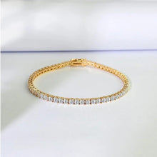 Zircon tennis bracelet with 18K gold-plated finish for elegant wrist styling, event wear, and gifting.