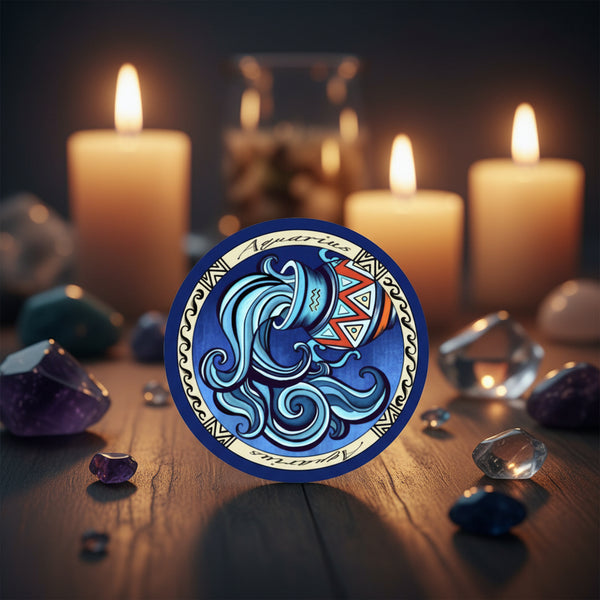Zodiac Aquarius sticker, 3 inch decal for laptops, journals, and water bottles