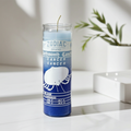 Zodiac Cancer 7 day candle in a glass jar for astrology rituals, meditation, and spiritual altar use.