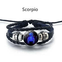 Zodiac glow PU leather fashion bracelet for statement styling, horoscope-themed accessorizing, and daily wear.
