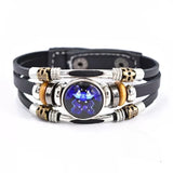 Twelve Constellations zodiac-inspired retro leather bracelet for horoscope fashion, daily wear, and symbolic jewelry styling.