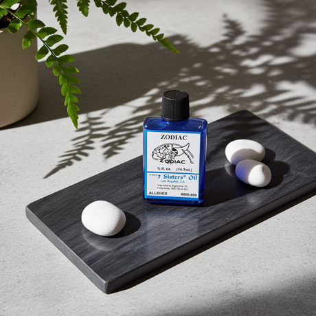 Zodiac Wish Oil bottle for spiritual intention setting, manifestation, and ritual use.