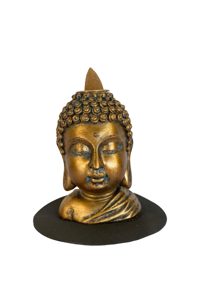 Bronze Buddha Head Backflow Incense Burner