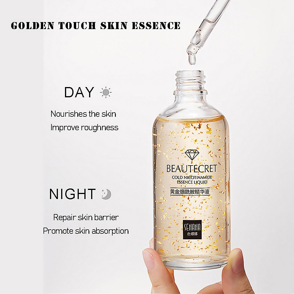 24K Gold Niacinamide Anti-Wrinkle Serum Set eye cream and eye serum for puffiness and fine lines.