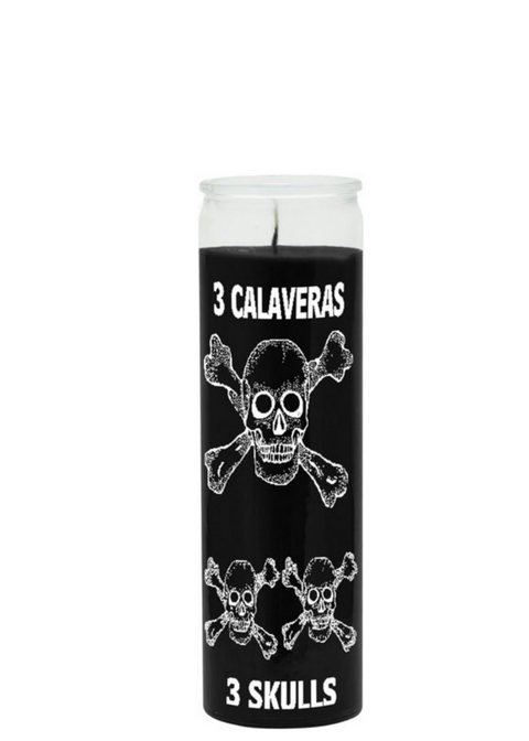 THREE SKULLS (Black) 1 COLOR 7 DAY CANDLE
